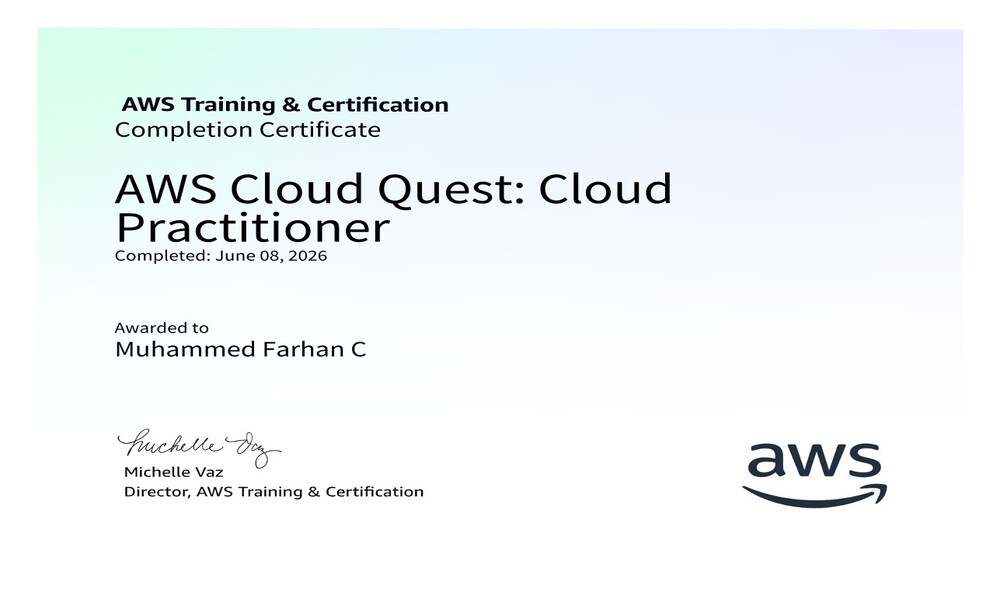 AWS Cloud Quest: Cloud Practitioner certificate