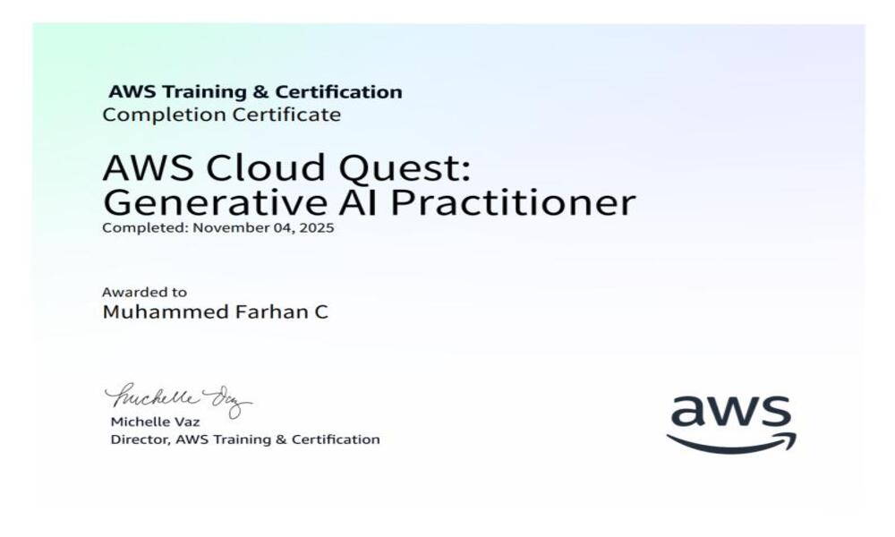 AWS Cloud Quest: Generative AI Practitioner certificate