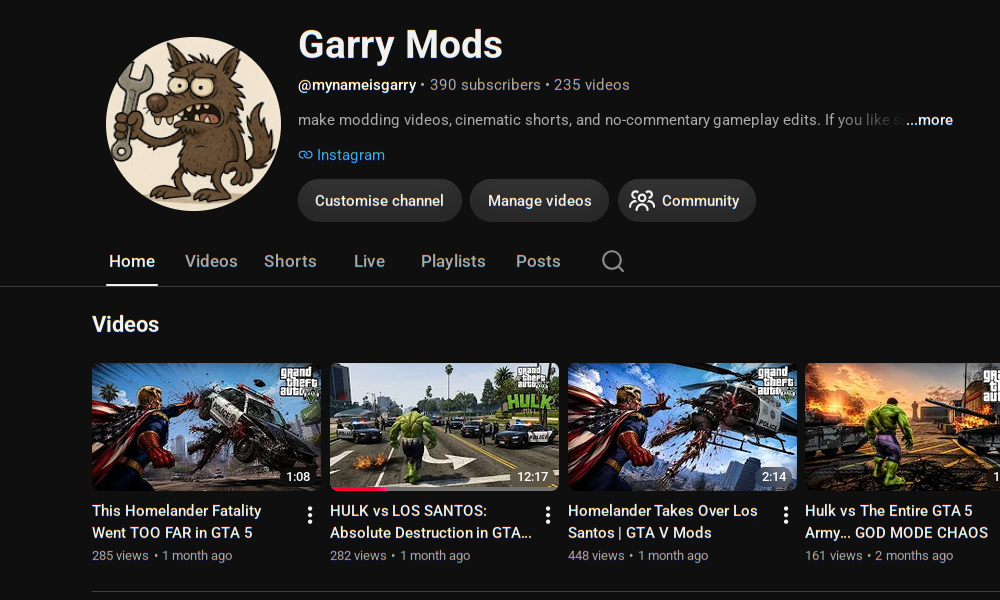 Garry Mods YouTube channel